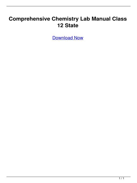 Comprehensive Chemistry Lab Manual Class 12 State
