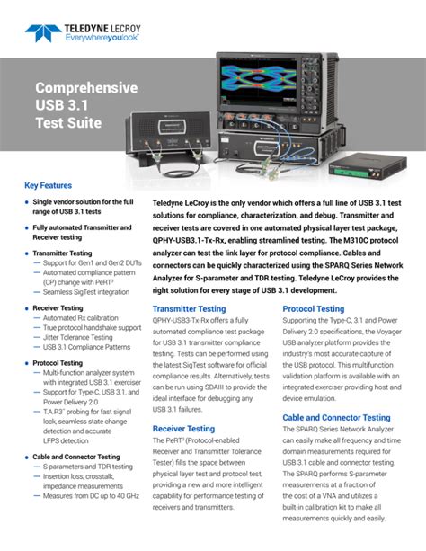 Comprehensive Usb 3 1 Test Suite Datasheet