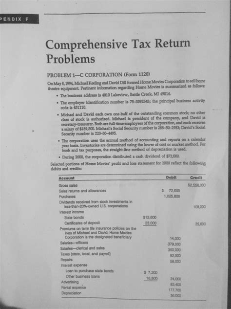 comprehensive volume tax return problem solutions