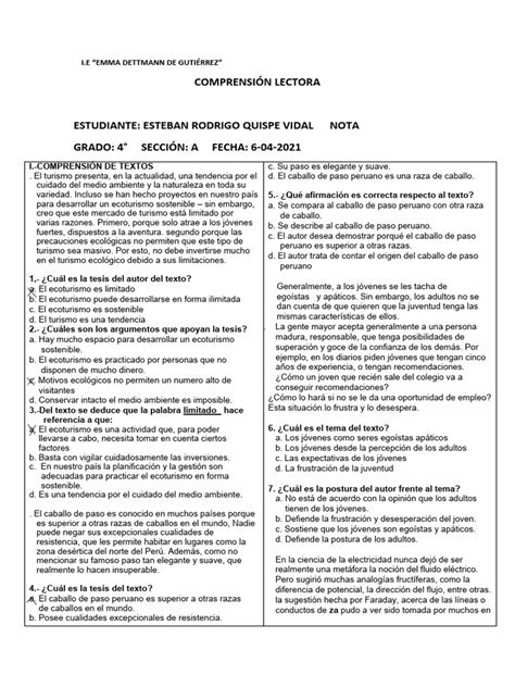 Comprensión Lectora Secundaria