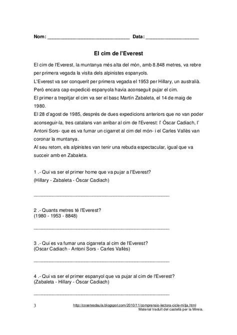 Comprensio Lectora 3 Primaria