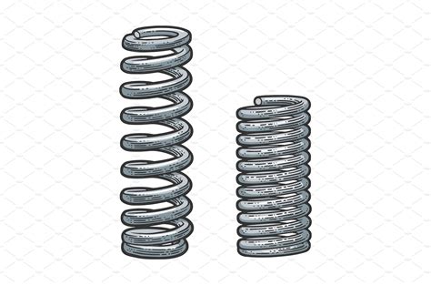 compressed spring sketch vector Object Illustrations Creative Market