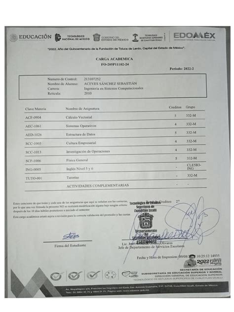 Comprobante De Inscripcion