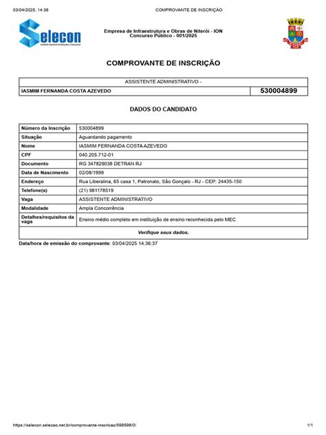 Comprovante De Desvinculação