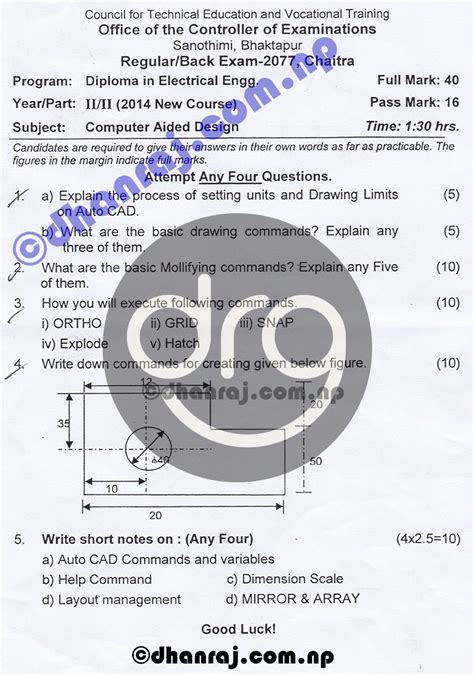 Computer Aided Design Diploma Question Paper
