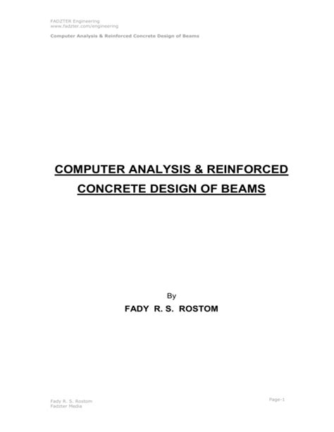 Computer Analysis Reinforced Concrete Design Of Beams