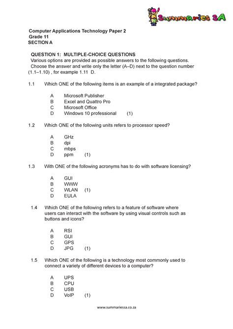 Computer Application Technology Exam Papers