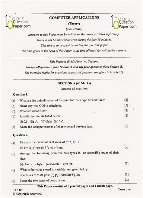 Computer Applications Exam Questions
