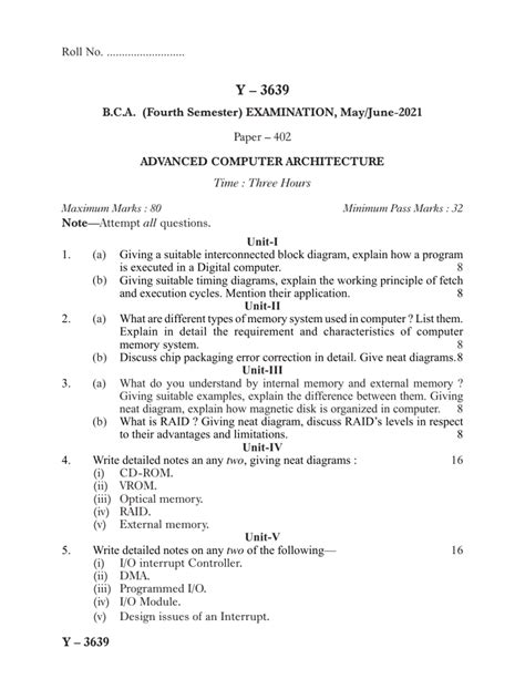 Computer Architecture Exam Paper