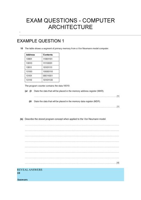 Computer Architecture Exam Questions And Solutions