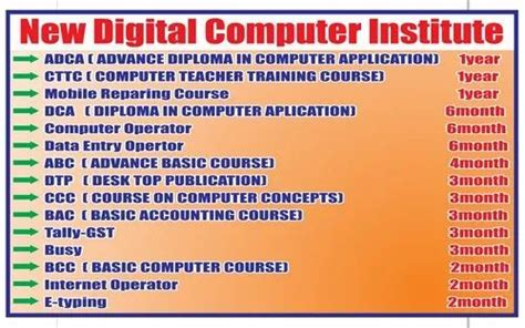 Computer Courses Names List