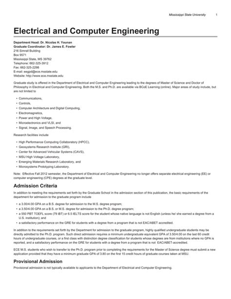 Computer Engineering Catalog U Of H