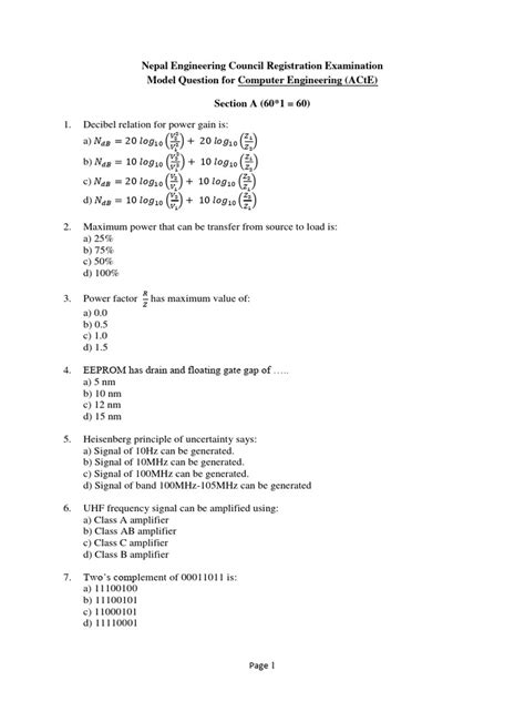 Computer Engineering Test Questions