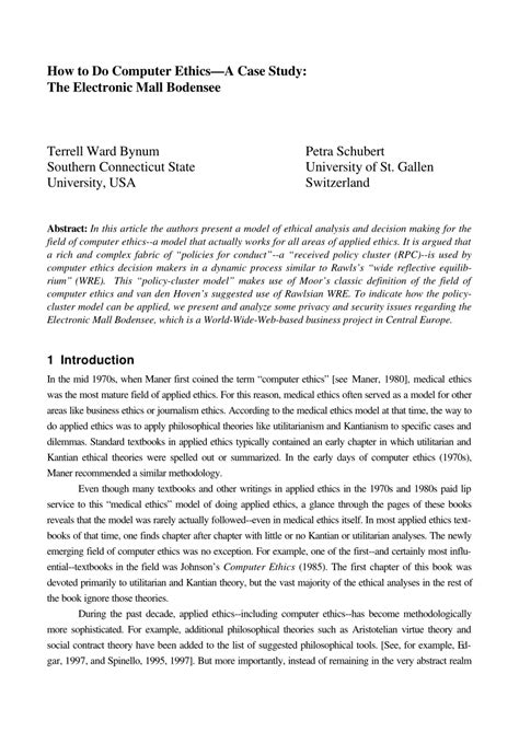 Computer Ethics A Case Based Approach Floxii