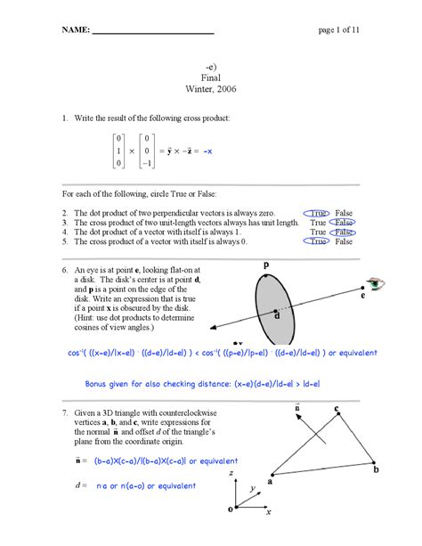 Computer Graphics Final Exam Solution