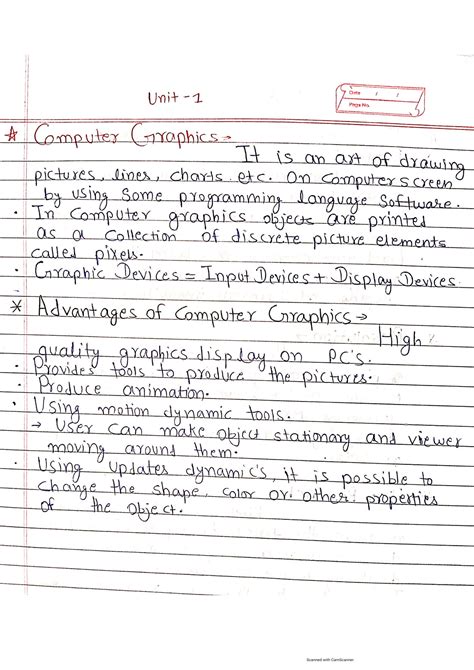 computer graphics notes handwritten