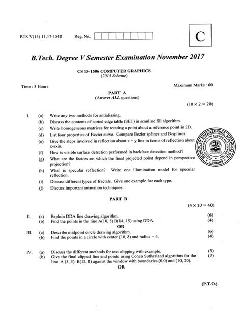 Computer Graphics Question Paper Unit Wise