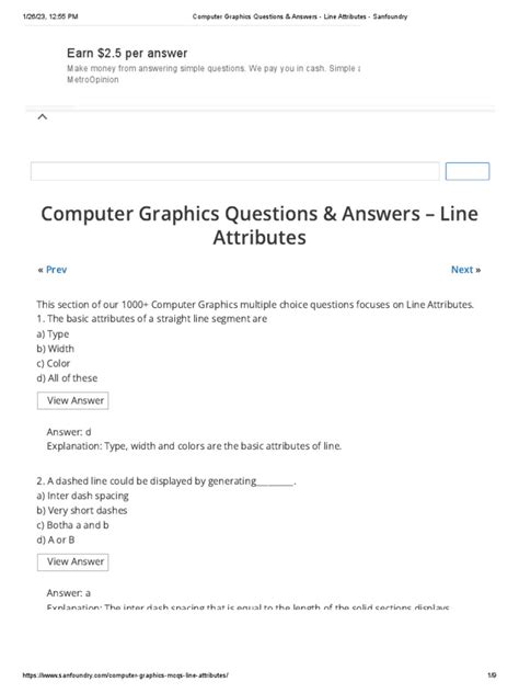 Computer Graphics Questions Answers