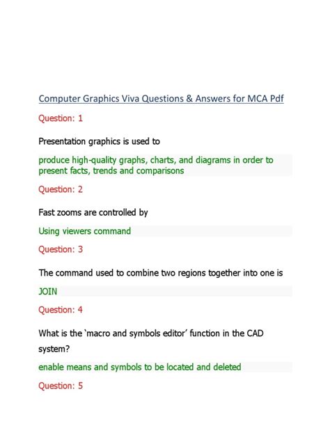 Computer Graphics Viva Questions