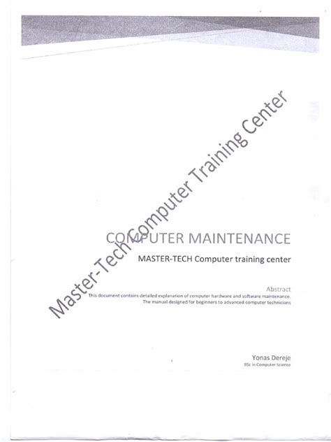 Computer Maintenance Training Users Manual