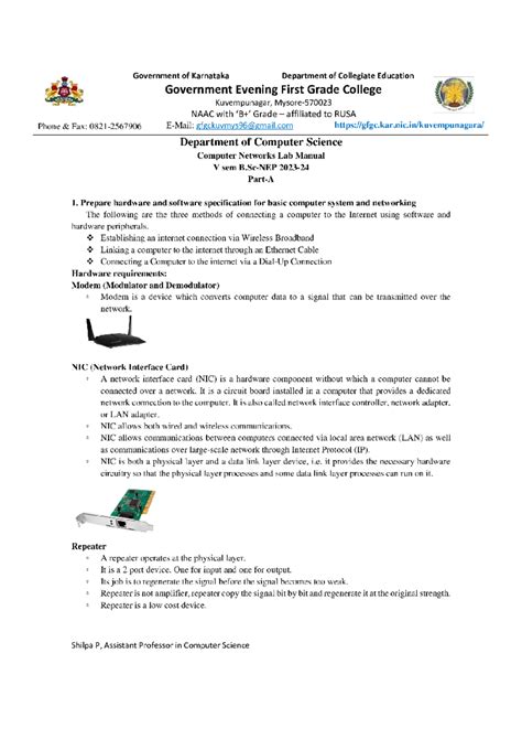 Computer Networking Lab Manual Karnataka