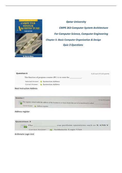 computer organization and architecture quiz with answers