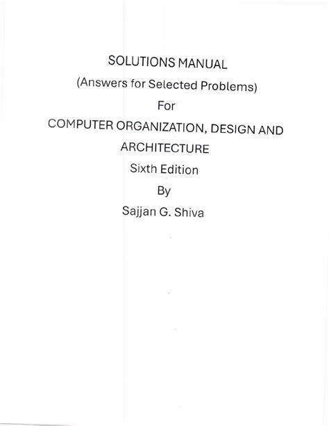 Computer Organization Design Solution Manual