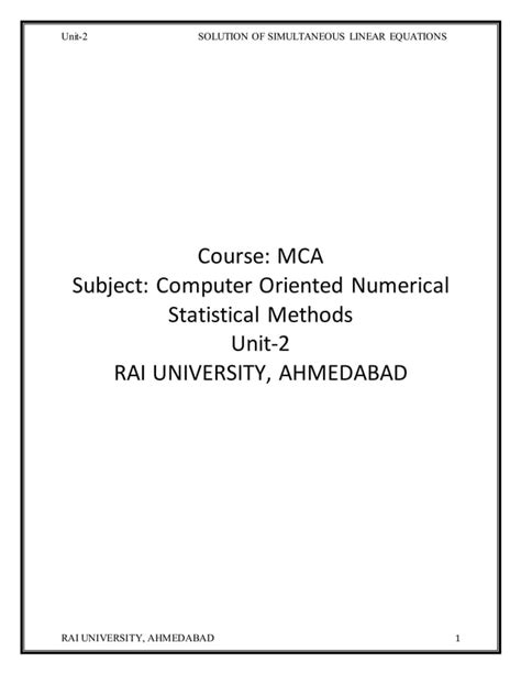 computer oriented numerical methods mca notes