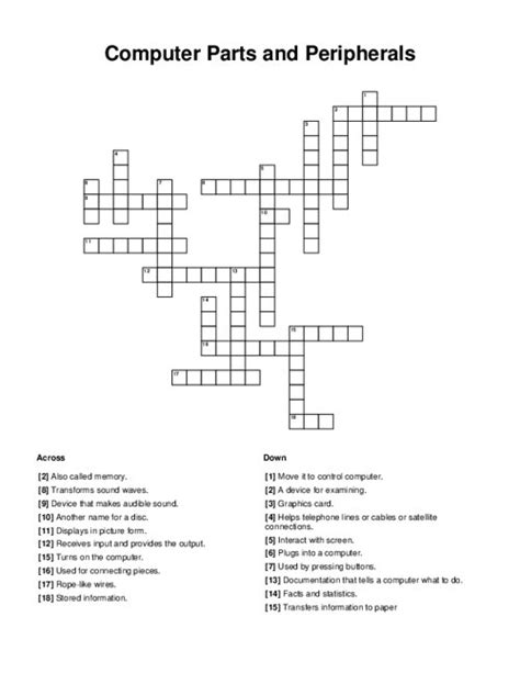 Computer Parts And Peripherals Crossword Puzzle Diy Printable Printable Computer Crossword Puzzles With Answers - Printable Computer Crossword Puzzles With Answers