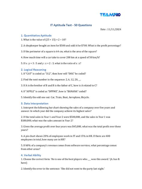 Computer Programming Aptitude Test Questions And Answers