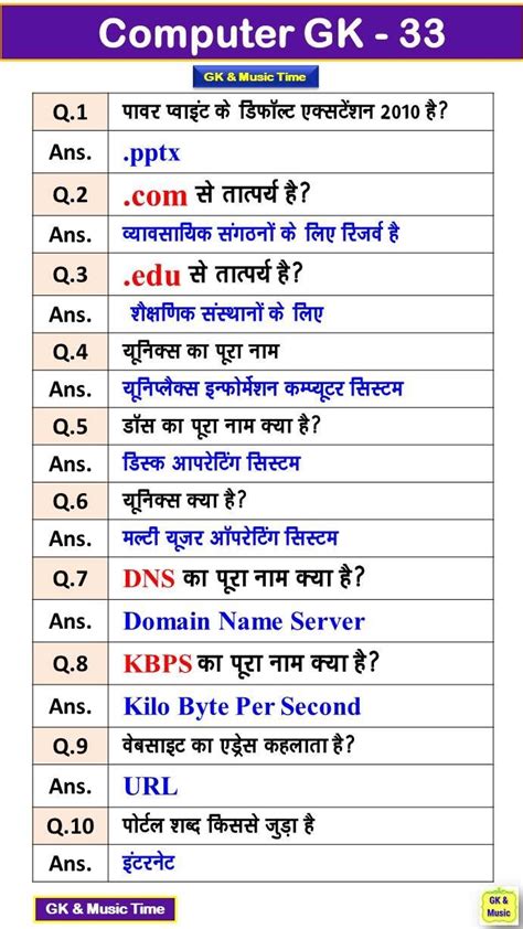 Computer Question In Hindi
