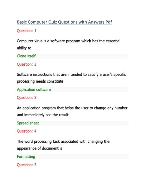 computer quiz questions and answers