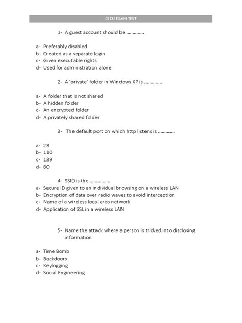 Computer Security Exam Questions And Answers