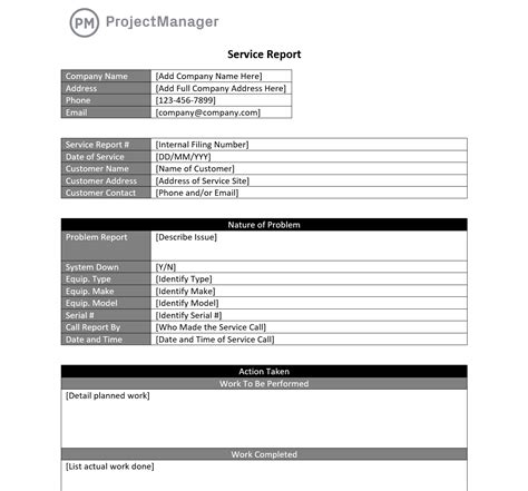 Computer Service Call Report Format Doc