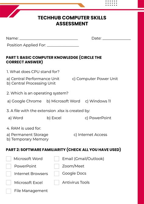 Computer Skills Test For Job Interview