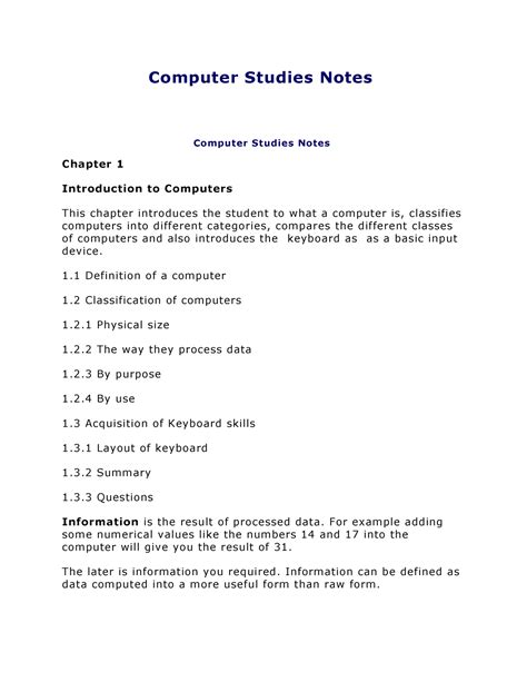 Computer Studies As Level Notes By Studyguide