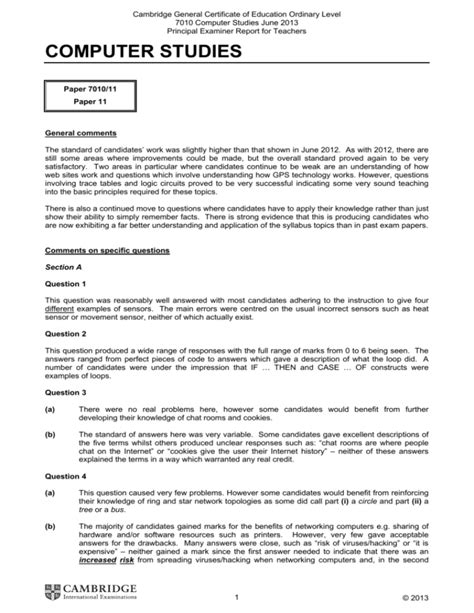 Computer Studies Past Papers June Gce Olevel