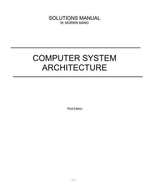 Computer System Architecture Solution Manual