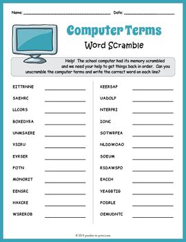 Computer Terms Word Scramble Puzzles To Print Computer Related Jumbled Words With Answers - Computer Related Jumbled Words With Answers