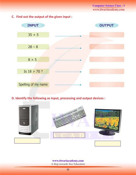 Computer Worksheet For Class 3