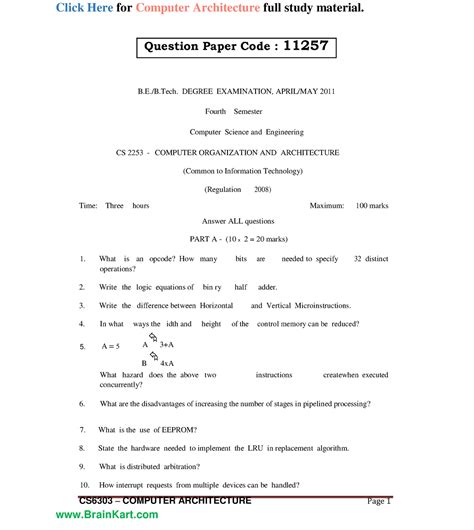 Full Download Computer Architecture Exam Paper 