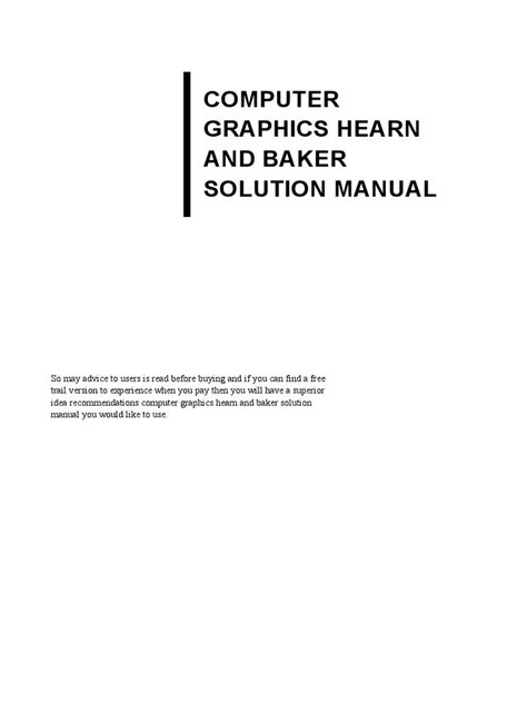 Read Online Computer Graphics Hearn Baker Solution Manual File Type Pdf 