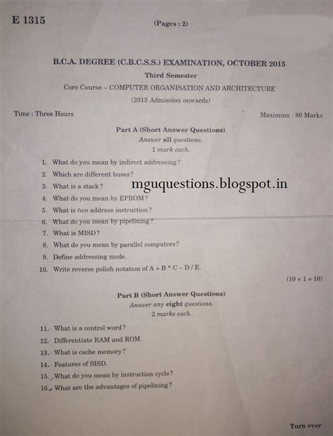 Read Computer Organization And Architecture Bca Question Paper 