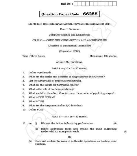 Full Download Computer Organization And Architecture University Question Paper 