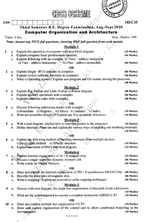 Full Download Computer Organization And Architecture University Question Paper 