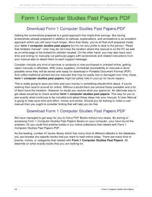 Full Download Computer Past Papers Form 1 