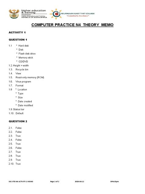 Read Computer Practice N4 Previous Question Papers 