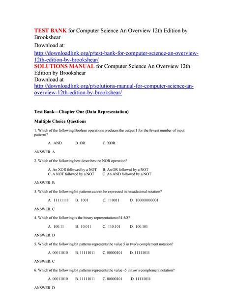 Read Computer Science An Overview 12Th Edition Chapter Review Answers 