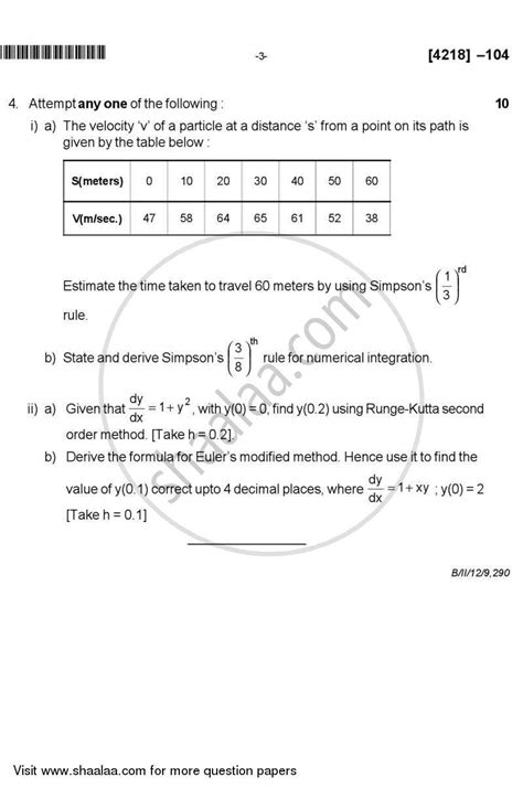 Read Computer Science Engineering Numerical Methods Question Papers 
