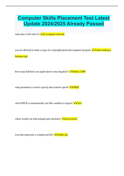 Read Online Computer Skills Placement Test Answers 